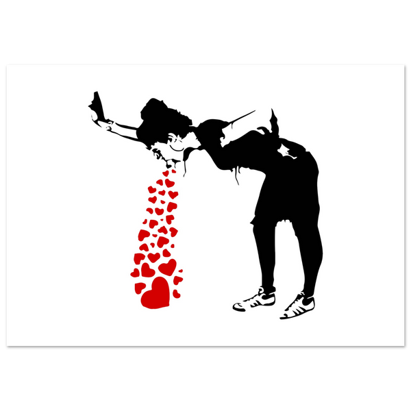Banksy Lovesick Girl Throwing Up Hearts Artwork Poster - Matte / 12 x 18″ (30 x 45cm) / None - Poster