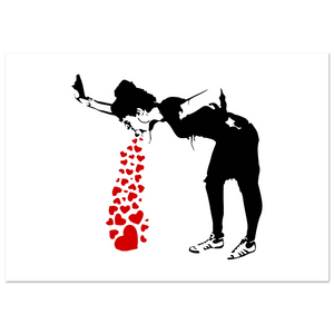 Banksy Lovesick Girl Throwing Up Hearts Artwork Poster - Matte / 12 x 18″ (30 x 45cm) / None - Poster
