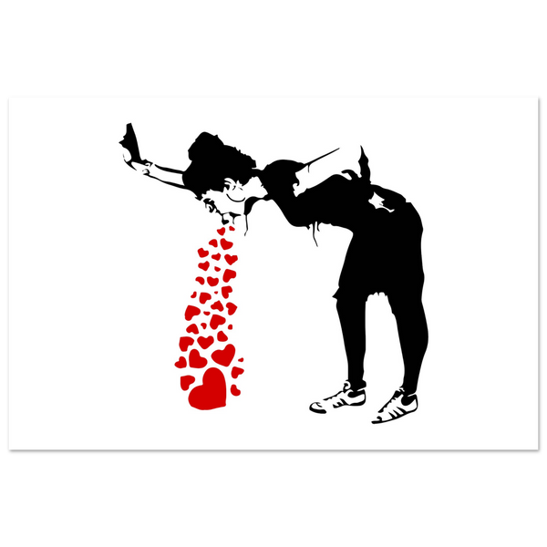 Banksy Lovesick Girl Throwing Up Hearts Artwork Poster - Matte / 24 x 36″ (60 x 90cm) / None - Poster