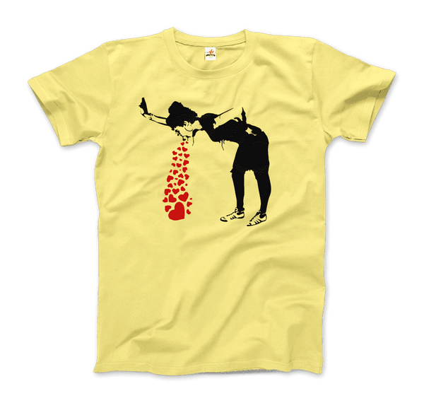 Banksy Lovesick Girl vomissant des coeurs Artwork T-shirt