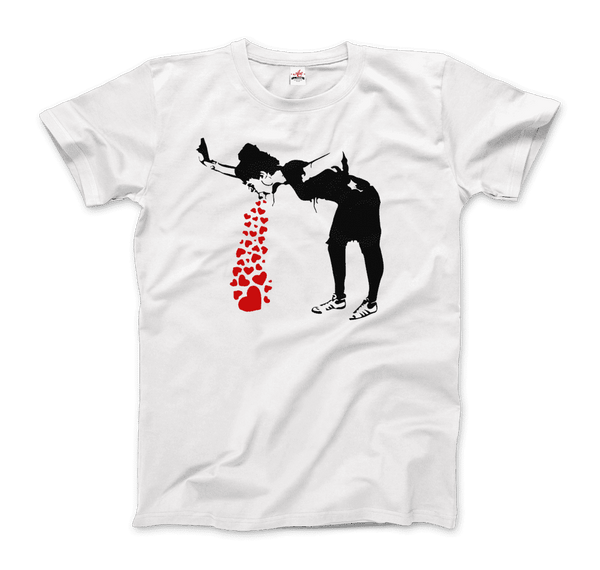 Banksy Lovesick Girl vomissant des coeurs Artwork T-shirt