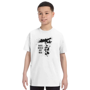 Banksy Make Music Not War Street Art T-Shirt - Youth / White / S - T-Shirt