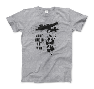 Banksy Make Music Not War Street Art T-Shirt - Men (Unisex) / Heather Grey / S - T-Shirt