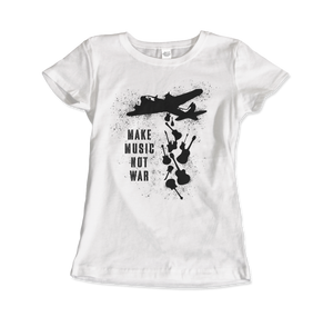 Banksy Make Music Not War Street Art T-Shirt - Women (Fitted) / White / S - T-Shirt