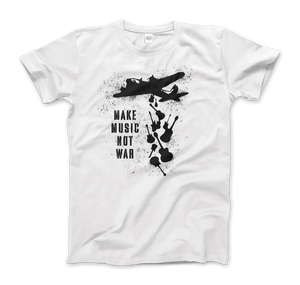 Banksy Make Music Not War Street Art T-Shirt - Men (Unisex) / White / S - T-Shirt