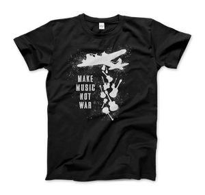 Banksy Make Music Not War Street Art T-Shirt - Men (Unisex) / Black / S - T-Shirt