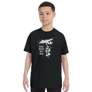 Banksy Make Music Not War Street Art T-Shirt - Youth / Black / S - T-Shirt