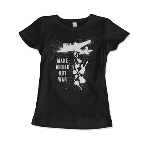Banksy Make Music Not War Street Art T-Shirt - Women (Fitted) / Black / S - T-Shirt