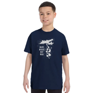 Banksy Make Music Not War Street Art T-Shirt - Youth / Navy / S - T-Shirt