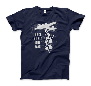 Banksy Make Music Not War Street Art T-Shirt - Men (Unisex) / Navy / S - T-Shirt