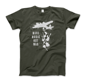Banksy Make Music Not War Street Art T-Shirt - Men (Unisex) / Military Green / S - T-Shirt
