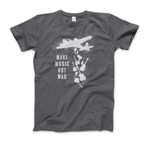 Banksy Make Music Not War Street Art T-Shirt - Men (Unisex) / Charcoal / S - T-Shirt