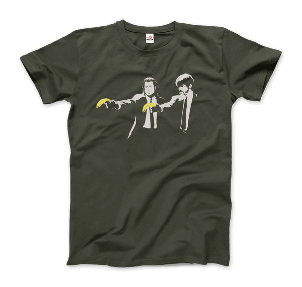 Banksy Pulp Fiction Street Art T-Shirt - Men / Military Green / S - T-Shirt