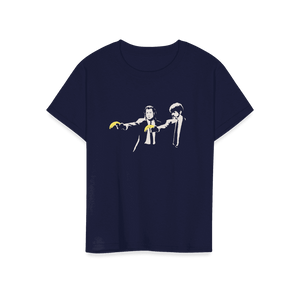Banksy Pulp Fiction Street Art T-Shirt - Youth / Navy / S - T-Shirt