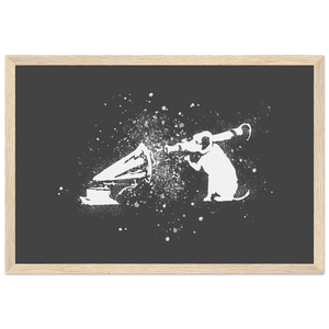 Banksy Rocket Dog (His Master’s Voice) Street Art Poster - Matte / 12 x 18″ (30 45cm) Wood