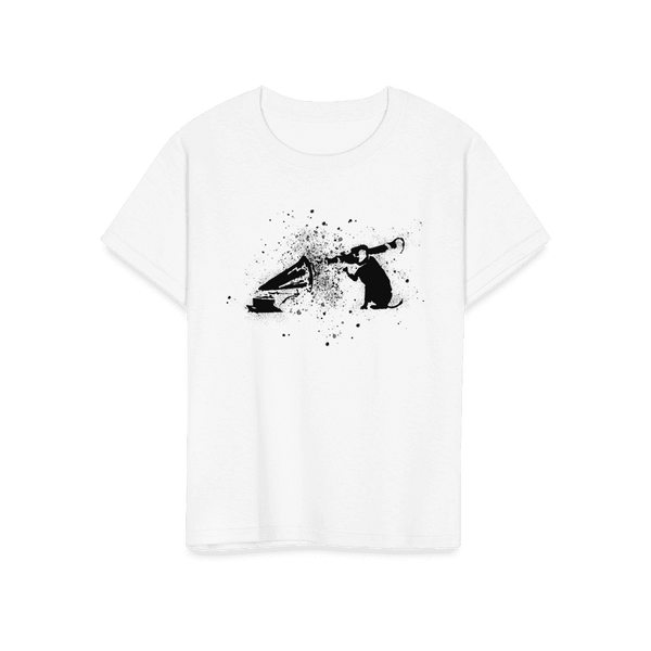 Banksy Rocket Dog (His Master’s Voice) Street Art T-Shirt - Youth / White / S - T-Shirt