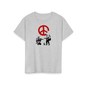 Banksy - Soldiers Painting Peace Symbol 2006 Artwork T - Shirt - Youth / Light blue / S - T - Shirt