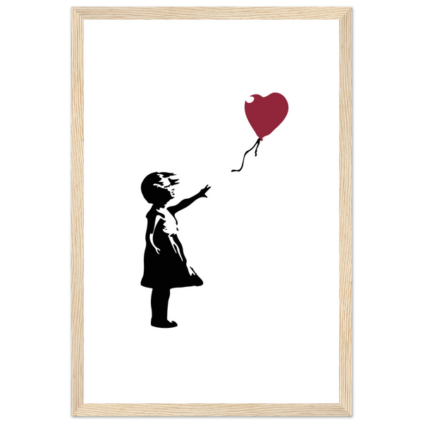 Banksy The Girl with a Red Balloon Artwork Poster - Matte / 12 x 18″ (30 x 45cm) / Wood - Poster
