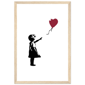 Banksy The Girl with a Red Balloon Artwork Poster - Matte / 12 x 18″ (30 x 45cm) / Wood - Poster