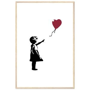 Banksy The Girl with a Red Balloon Artwork Poster - Matte / 24 x 36″ (60 x 90cm) / Wood - Poster