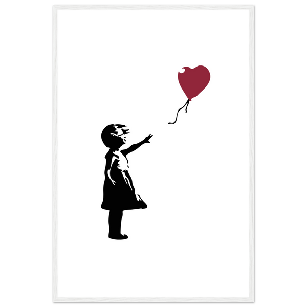 Banksy The Girl with a Red Balloon Artwork Poster - Matte / 24 x 36″ (60 x 90cm) / White - Poster