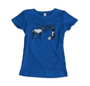 Banksy Zebra Stripes Artwork T-Shirt - Women (Fitted) / Royal Blue / S - T-Shirt