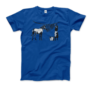 Banksy Zebra Stripes Artwork T-Shirt - Men (Unisex) / Royal Blue / S - T-Shirt