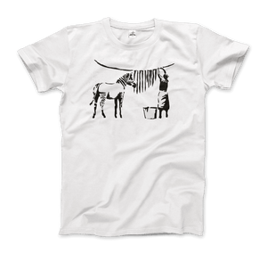 Banksy Zebra Stripes Artwork T-Shirt - Men (Unisex) / White / S - T-Shirt