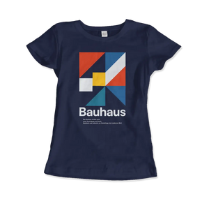 Bauhaus Modern Geometry - Walter Gropius Artwork T-shirt - Women (fitted) / Navy / s - T-shirt
