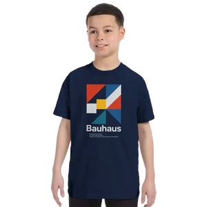 Bauhaus Modern Geometry - Walter Gropius Artwork T-shirt - Youth / Navy / s - T-shirt