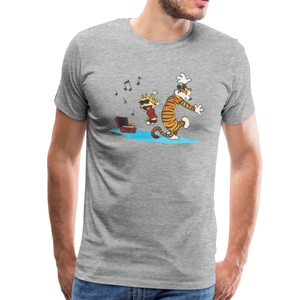 Calvin and Hobbes Dancing with Record Player T-shirt - T-shirt