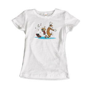 Calvin and Hobbes Dancing with Record Player T-Shirt
