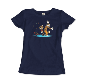 Calvin and Hobbes Dancing with Record Player T-Shirt
