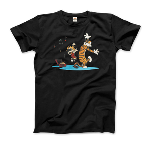 Calvin and Hobbes Dancing with Record Player T-Shirt