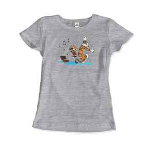 Calvin and Hobbes Dancing with Record Player T-Shirt