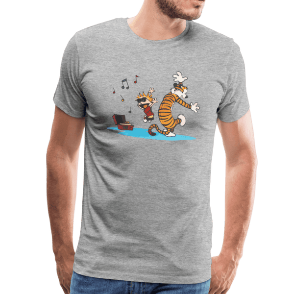 Calvin and Hobbes Dancing with Record Player T-Shirt - [variant_title] by Art-O-Rama