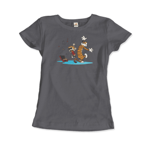 Calvin and Hobbes Dancing with Record Player T-Shirt