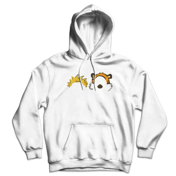 Calvin and Hobbes Faces Contour Unisex Hoodie - White / S - Hoodie