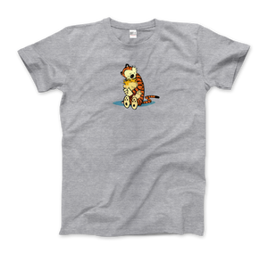 Calvin and Hobbes Hugging T-Shirt - Men (Unisex) / Heather Grey / S - T-Shirt