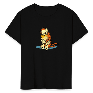 Calvin and Hobbes Hugging T-Shirt - Youth / Black / S - T-Shirt