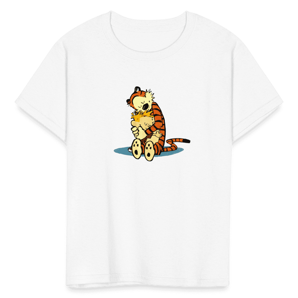 Calvin and Hobbes Hugging T-Shirt - Youth / White / S - T-Shirt