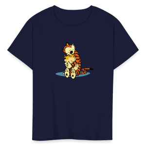 Calvin and Hobbes Hugging T-Shirt - Youth / Navy / S - T-Shirt