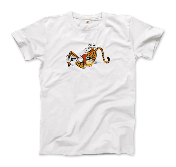Calvin and Hobbes Laughing on the Floor T-Shirt - Men / White / S - T-Shirt