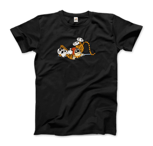Calvin and Hobbes Laughing on the Floor T-Shirt - Men / Black / S - T-Shirt