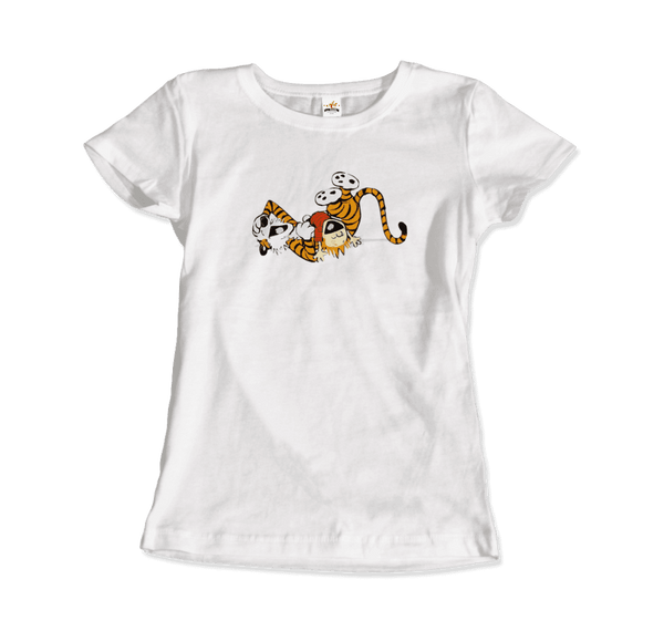 Calvin and Hobbes Laughing on the Floor T-Shirt - Women / White / S - T-Shirt