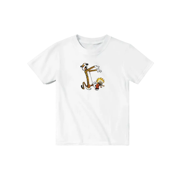 Calvin and Hobbes Playing Zombies T-Shirt - Youth / White / S - T-Shirt