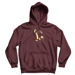Calvin and Hobbes Playing Zombies Unisex Hoodie - Maroon / S - Hoodie