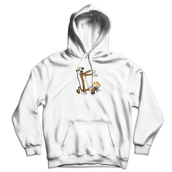 Calvin and Hobbes Playing Zombies Unisex Hoodie - White / S - Hoodie