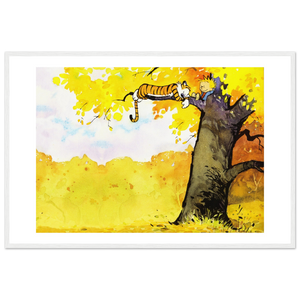 Calvin and Hobbes Resting on a Tree Poster - Matte / 24 x 36″ (60 90cm) White