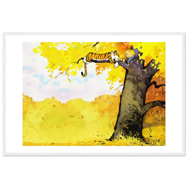 Calvin and Hobbes Resting on a Tree Poster - Matte / 24 x 36″ (60 90cm) White